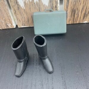Vintage Barbie Ken Doll Biker  Boots & Suitcase Accessories Grey
